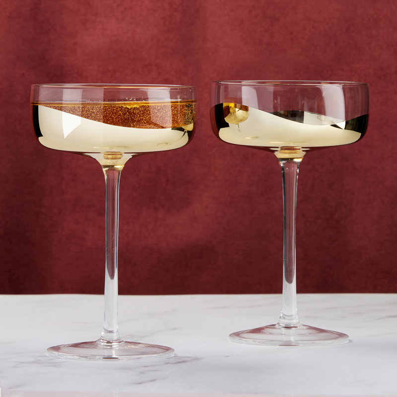 Wave Champagne Coupes, Gold/Clear