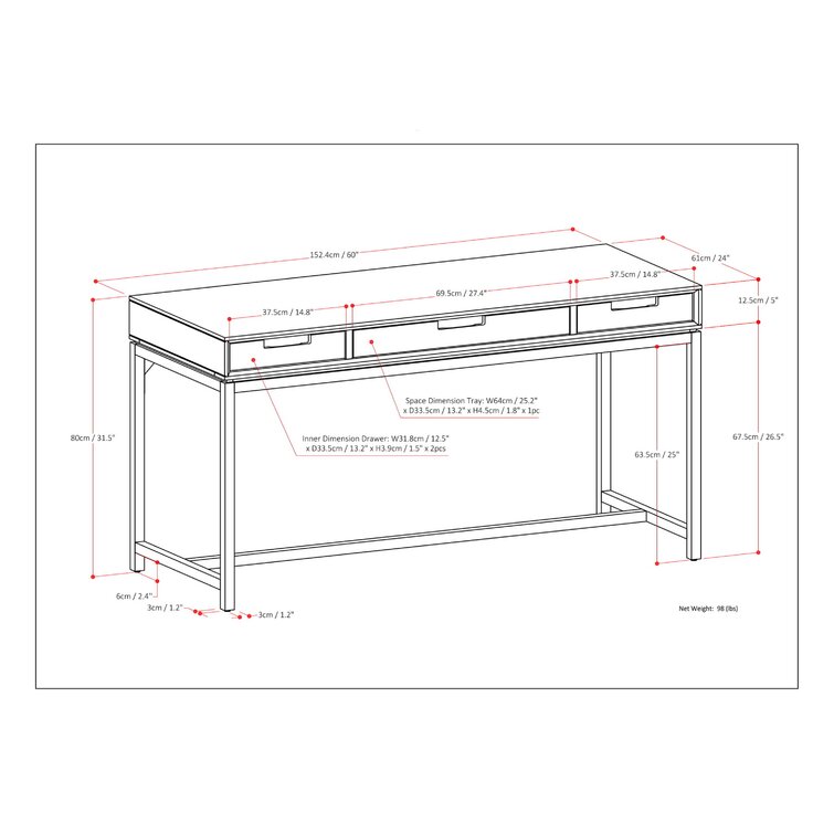 Lumisource Avery Mid Century Modern 45 W Writing Desk WalnutBlack - Office  Depot