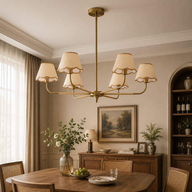 Lustre classique / traditionnel à 6 lumières pour salon ou îlot de cuisine Jassel