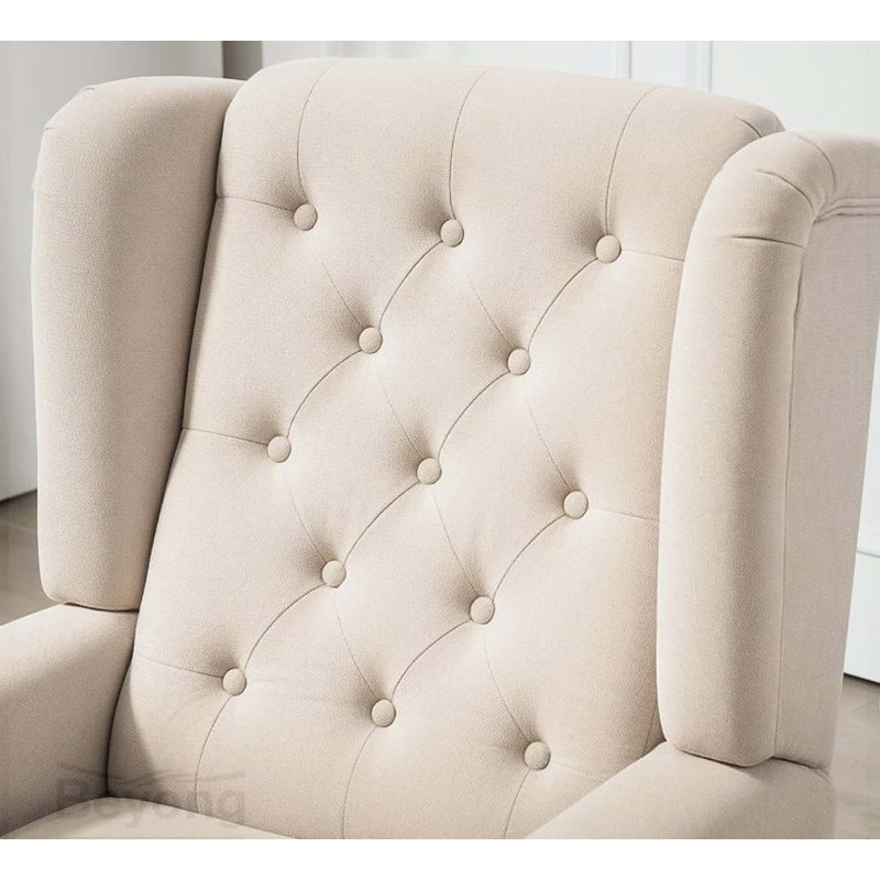 Chaise longue capitonnée à boutons, beige