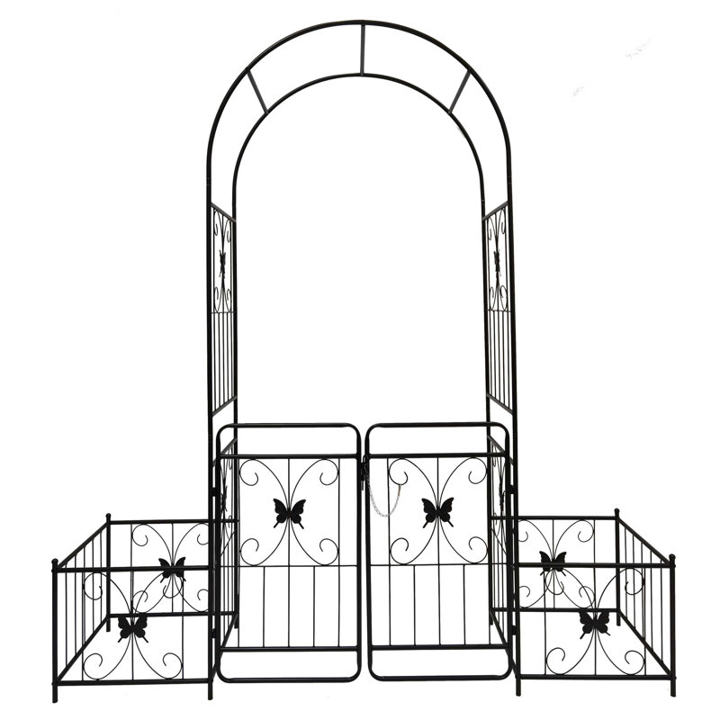 Arche de jardin polyvalente en métal pour plantes grimpantes, rehaussant la beauté extérieure, Noir