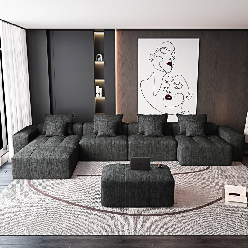 Canapé modulaire Boneless, Chenille noir