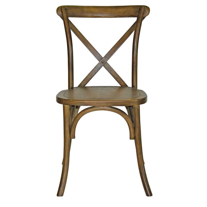 Rustic Wood Cross Back Dining Side Chair with Cushion