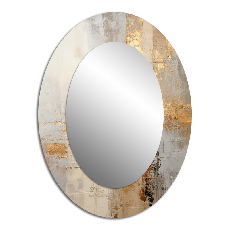 Taumsauk - Miroir mural ovale beige, H 40 po x l 30 po