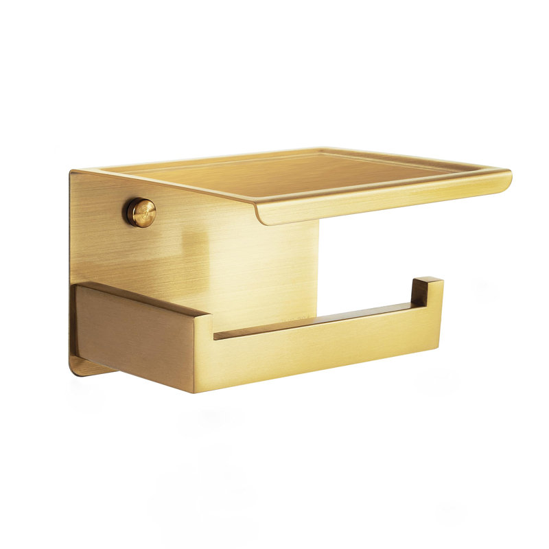 Beetner Wall Mounted Toilet Paper Holder, Brushed Brass