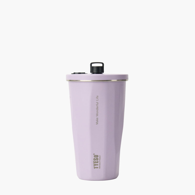 TYESO FLAIR Tumbler 2.0 with Retractable Straw, 16 OZ, 7.56" H x 3.62" W x 3.62" D, Purple