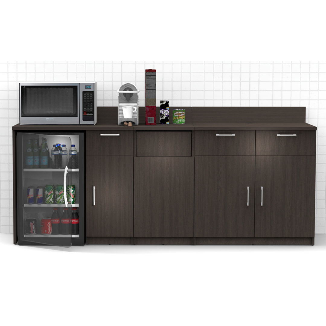 Commercial Grade Coffee Kitchen Lunch Room Cabinets Fully Assembled 90"W x 36"H  3 pc Breaktime 