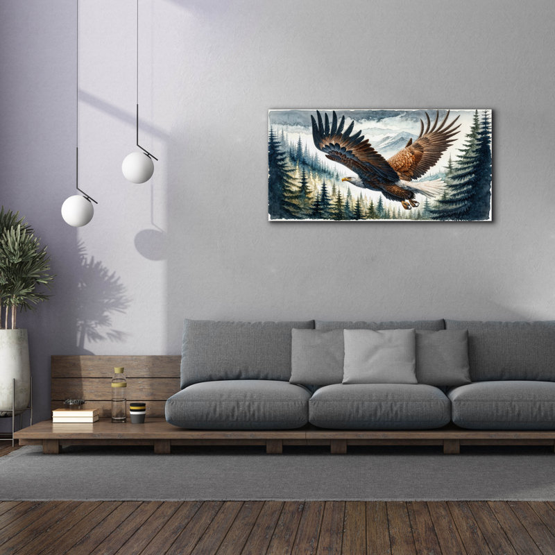 «Soaring Bald Eagle 1» par Rey Klimt, art mural sur toile, H 30 po x l 60 po x P 1,5 po