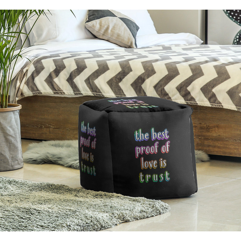Upholstered Ottoman, Red/Yellow/Blue
