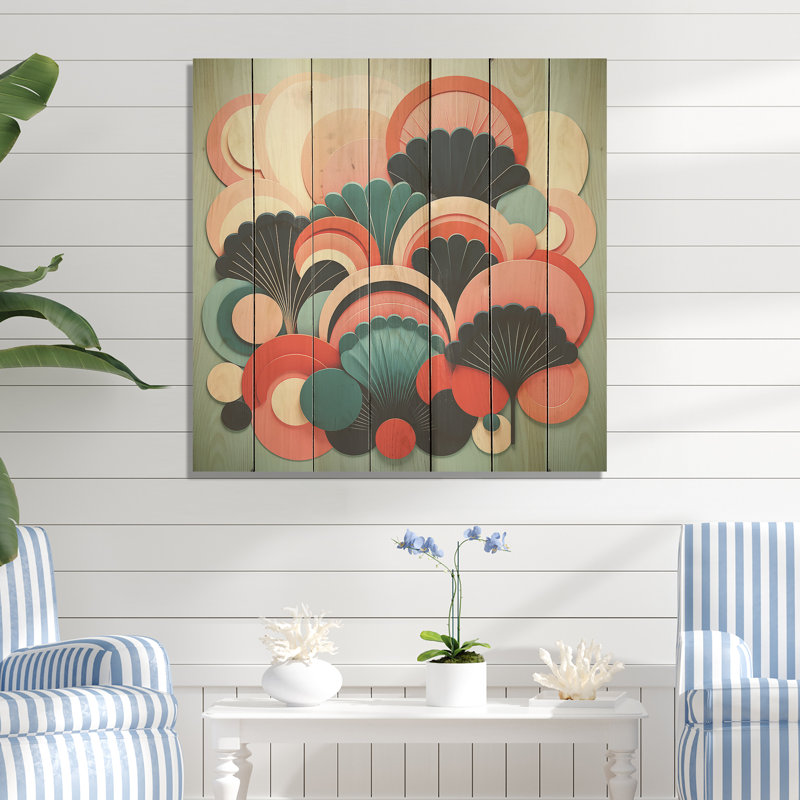 Art déco, corail marin Marvel I - corail sur bois, H 36 po x l 36 po