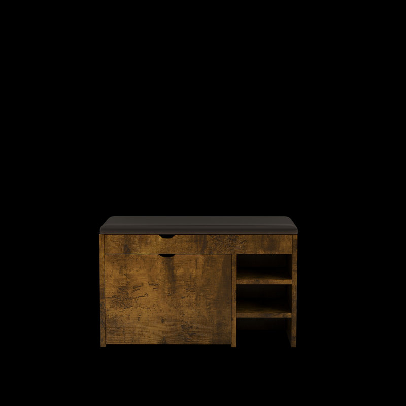 Banc, tabouret à chaussures avec coussin confortable, banc d'entrée, Noir / brun