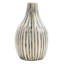 Cole and Grey Bamboo Wood Brushed Blue Decorative Vase with Cream Accents and White Stripes