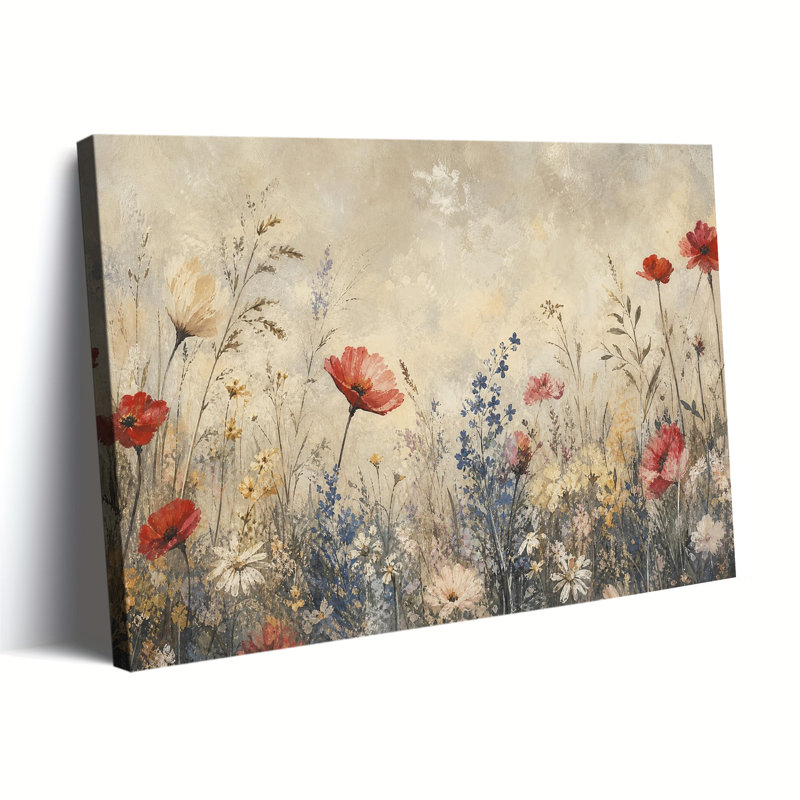 Reproduction de peinture à l'huile florale rétro sur toile rétro, coquelicot rouge, 20 x 30 po