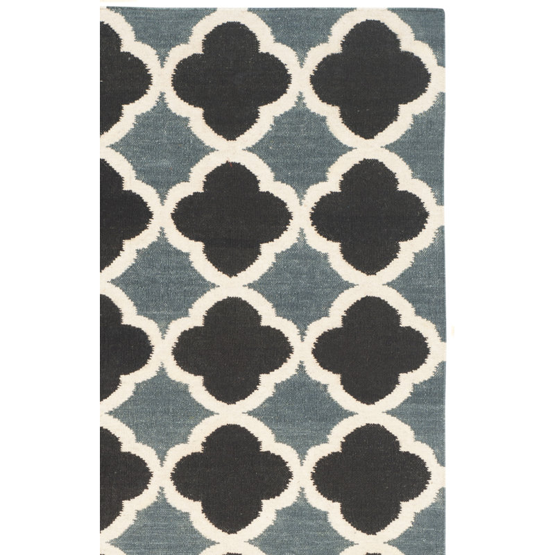 Milltown Hand Woven Flat Weave Wool Geometric Rug, Square 6'