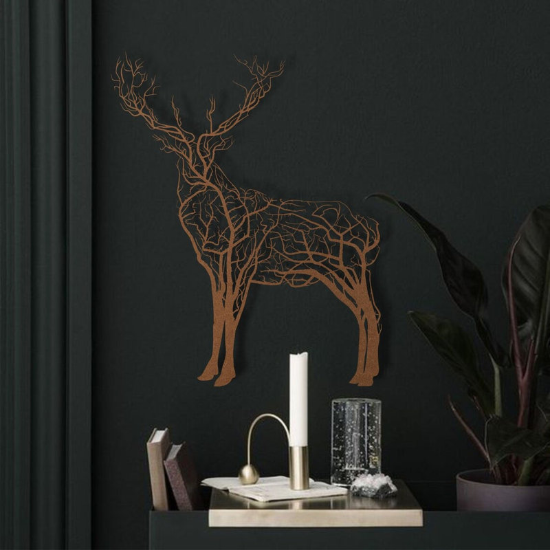 Rustic Wall Decor on Metal, 80cm H x 100cm W x 2cm D, Copper