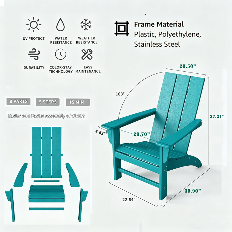 Barbour Outdoor Adirondack Chair, Aruba Blue