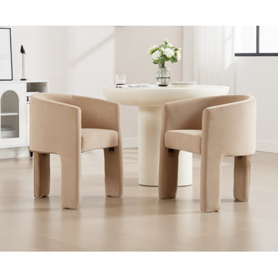 Chaise de baril moderne avec pieds en bois massif, chaise rembourrée avec accoudoirs, chaise d'appoint confortable pour le salon / salle à manger