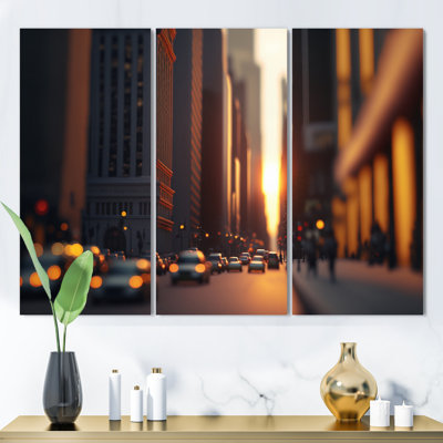 " Maquette Sunset Through Manhattan Skyscrapers III " 3 - Pieces