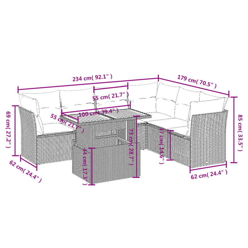 Vidaxl Garden Sofa Set Grey
