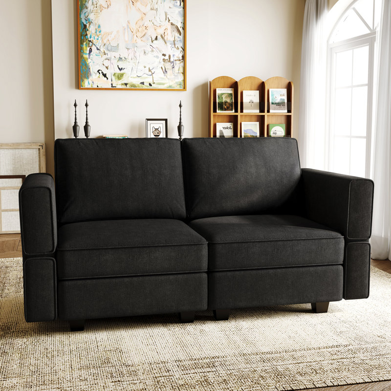 Clearance-Upholstered Loveseat With Storage, Gray