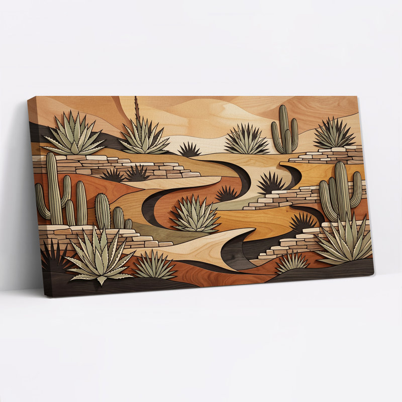 Art sur toile, paysage de cactus du désert et agave, L 46 po x H 24 po