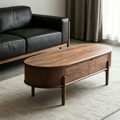 Nordic-style wood coffee table.