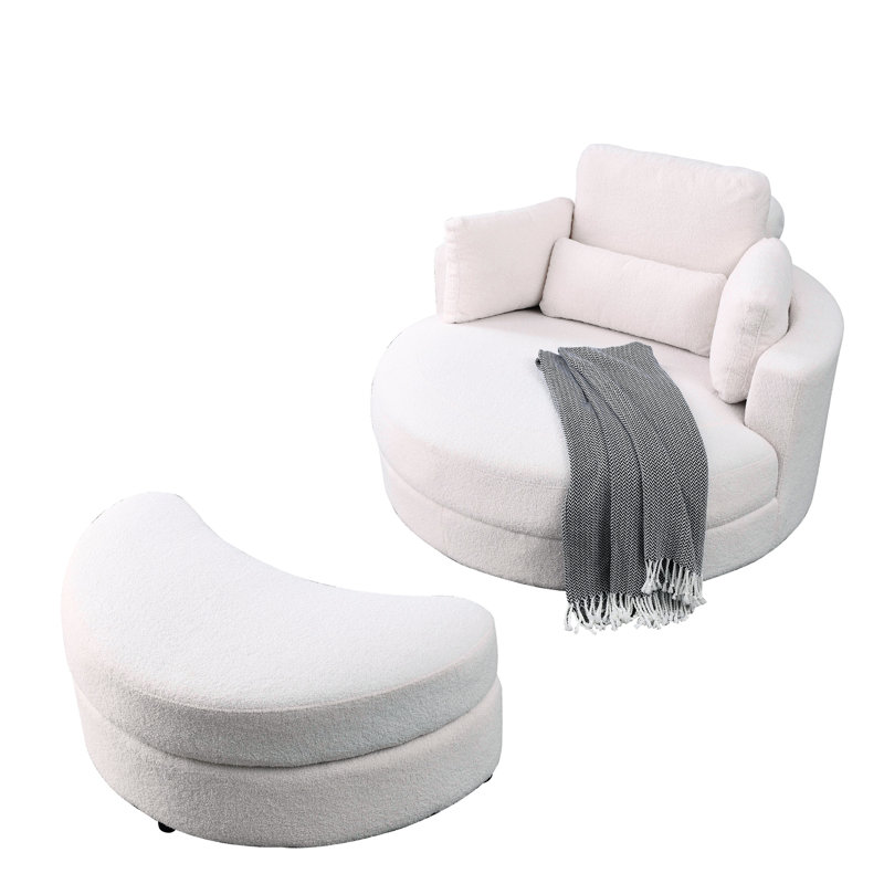 Comfy Swivel Chair With Storage In Coloured Fabric Linen Look