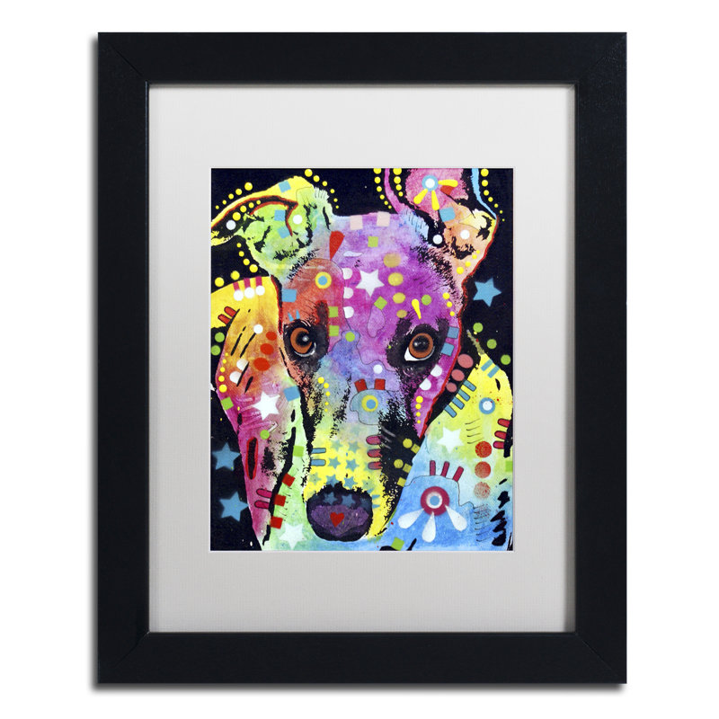 «Whippet», impression sur toile encadrée, H 14 po x l 11 po x P 0,5 po, Brun, Blanc