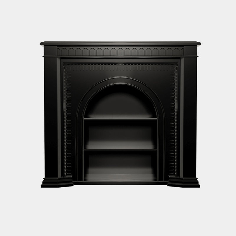 French retro-style decorative fireplace storage cabinet, 39.37"H x 39.37"W x 12.60"D, Black