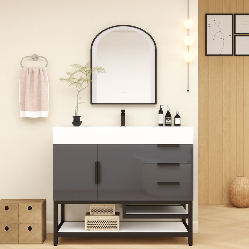 42'' W Single Bathroom Vanity Set, Gloss Gray