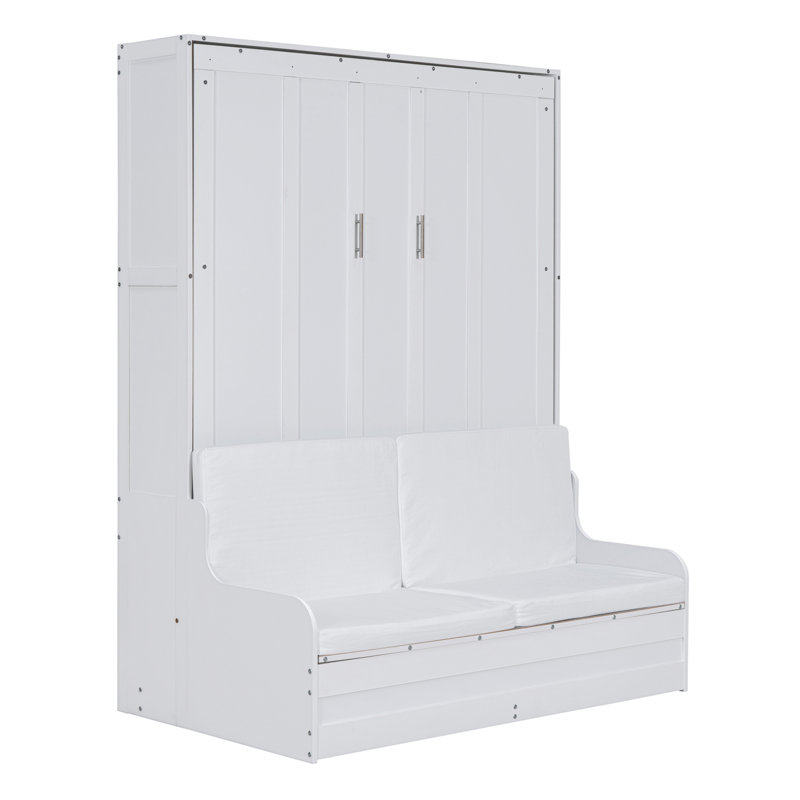 Soloma Queen Murphy Bed with Sofa Cushion, White