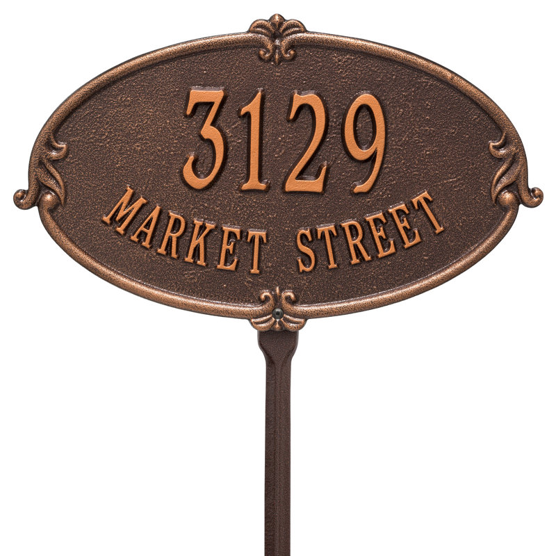 Monte Carlo Personalized Standard 2-Line Lawn Address Sign, Antique Copper, Yes