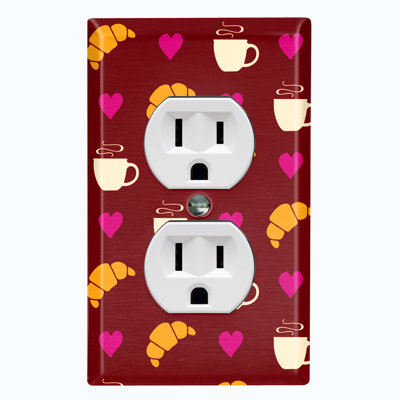 Plaque murale prise de courant en forme de rectangle brun 1 tasse café