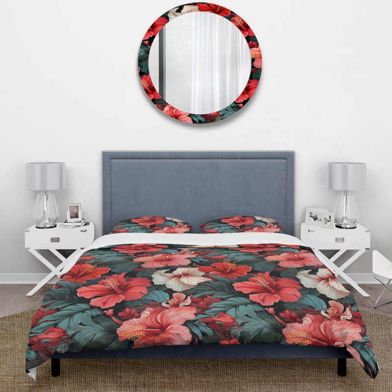 Ensemble de housse de couette Hibiscus Twilight Ii, Housse de couette pour très grand lit et 2 très
