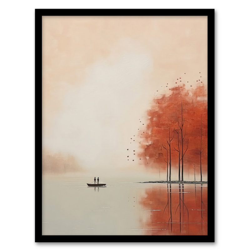 Boating On The Autumn Lake Calm Peaceful - Single Picture Frame Print