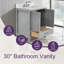 Meuble-lavabo autoportant de 76 cm avec lavabo et armoire de rangement en bois massif