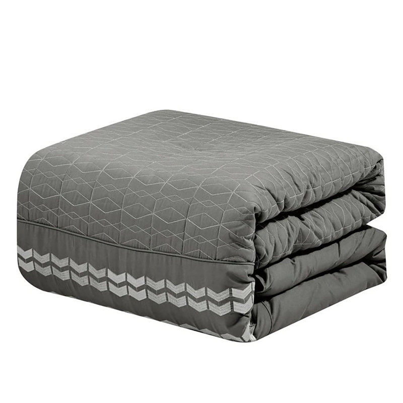 7 Piece Grey Geometric Boho Soft Bedding Comforter Set