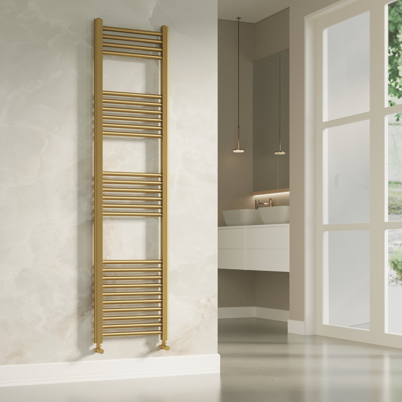 Bathesda Brushed Brass Ladder Towel Rail Radiator, 160mm H x 40mm W x 3mm D