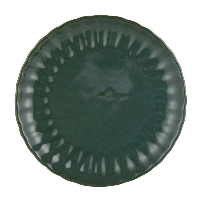 Assiette creuse ronde en grès avec glacis réactif, Green