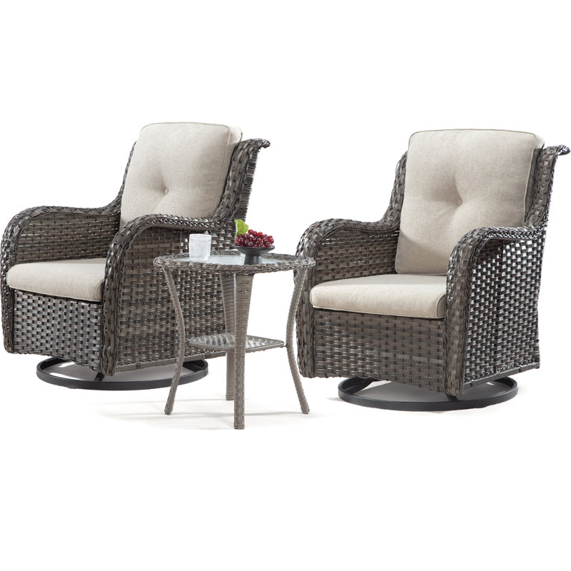Blalock Wicker 2 - Person Patio Conversation Set with Cushions, Beige