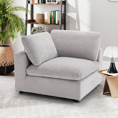 Odai 38.6" W Chenille Upholstered Armless Chair