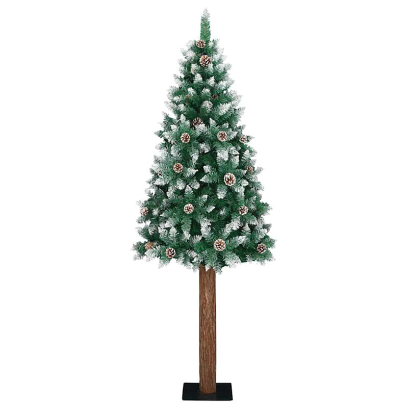 vidaXL Slim Christmas Tree with 300 LEDs Green and White, 5.91 ft