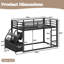 Lit superposé simple au-dessus de simple avec tablettes de rangement et tiroirs, lit superposé en métal avec lumières DEL, aucun sommier nécessaire, noir-1019261299