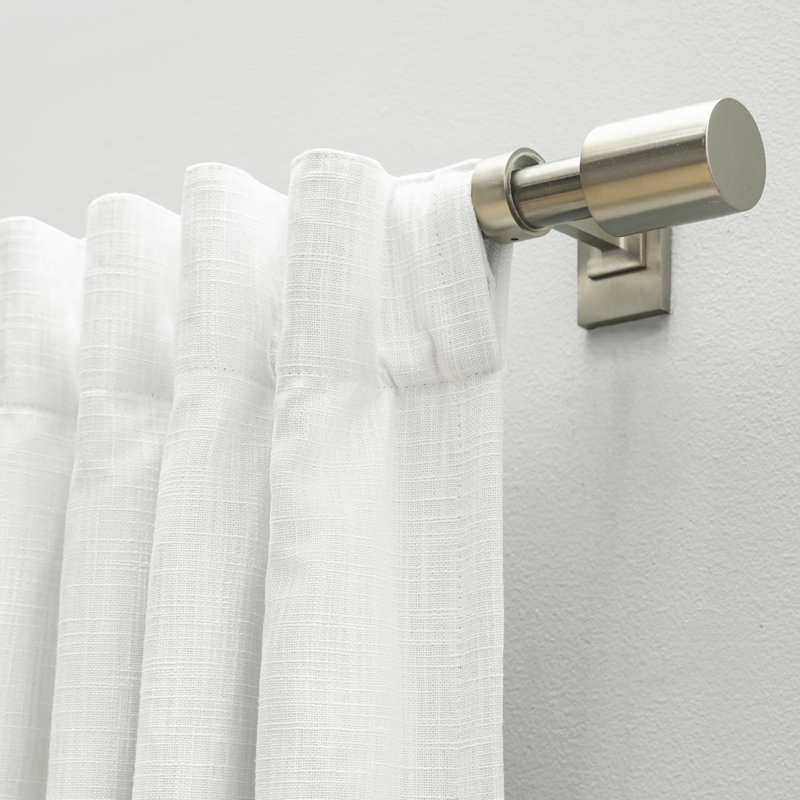 Bouton Gorgeous Textured 100% Blackout Insulated Curtain Panel, White, 52" W x 63" L