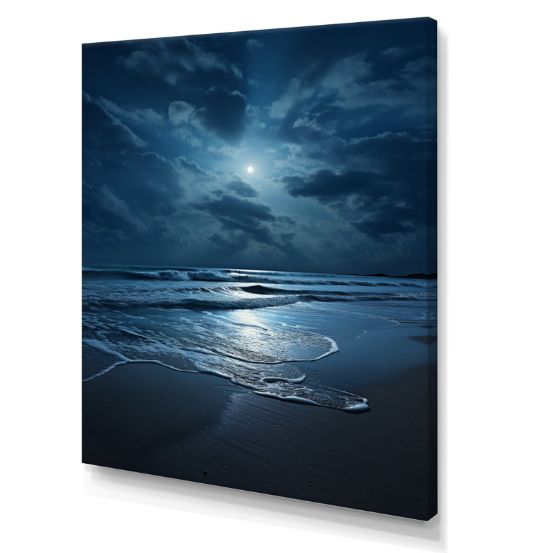 «Beach Photo Serene Moonlight I - Coastal Beach», art sur toile, H 44 po x l 34 po x P 1,5 po