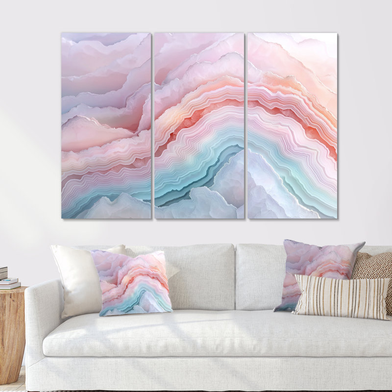 Agate Dream River II - ensemble d'art mural en pierre géode, Toile tendue, 28" H x 36" W, Does Not Apply