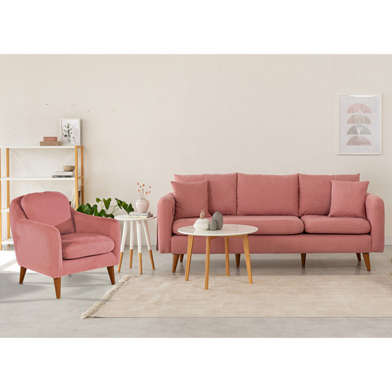 Ensemble de salon 2 pièces Aubuchon, 100 % coton rose