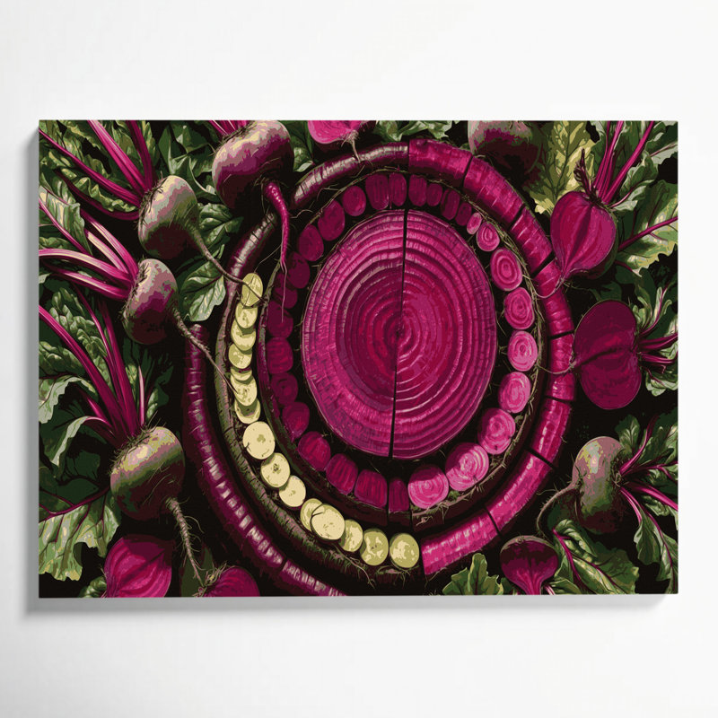 Vegetables Beetroot Black Canvas Wall Art