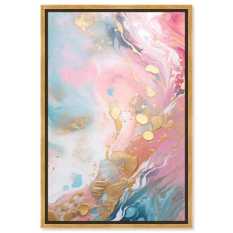 Art mural sur toile Cosmic Streams Geode par Art Remedy, H 25 po x l 17 po, Cadre doré