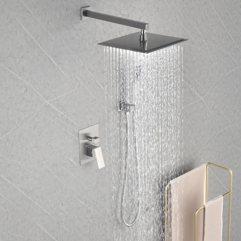 Robinet de douche mural avec valve brute, Nickel brossé